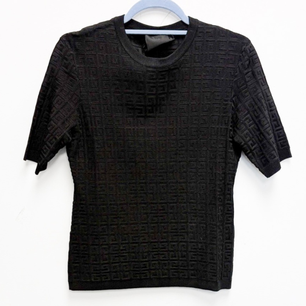 Givenchy Black Textured Short Sleeve Top